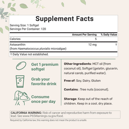 Micro Ingredients Astaxanthin 12mg with MCT Oil